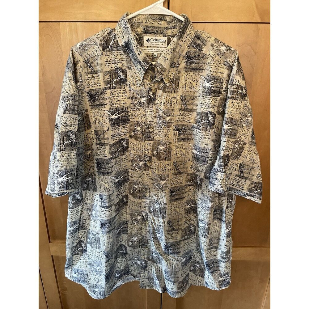 Men's XXL Tan Columbia Cotton Short Sleeve Button Up Shirt